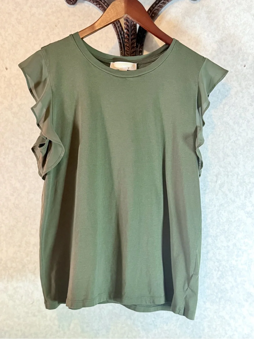 Michael Kors Olive Ruffle Sleeve Knit Top